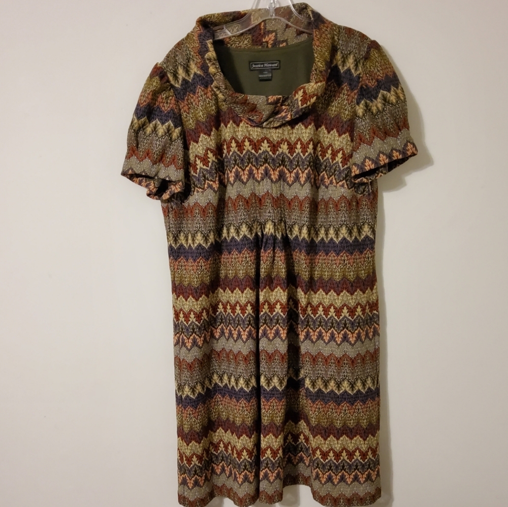 Jessica Howard Multicolor Chevron Knit Midi Dress